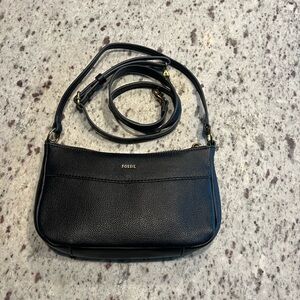 Fossil black cactus leather pouchette 2in1